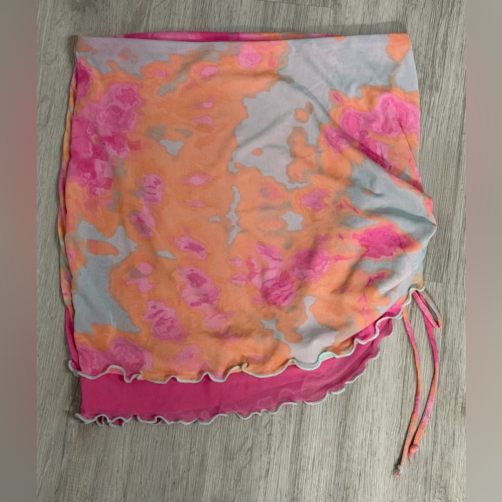 928: wild fable Pink & Orange Tie-Dye Swim Bottom Coverup - Small